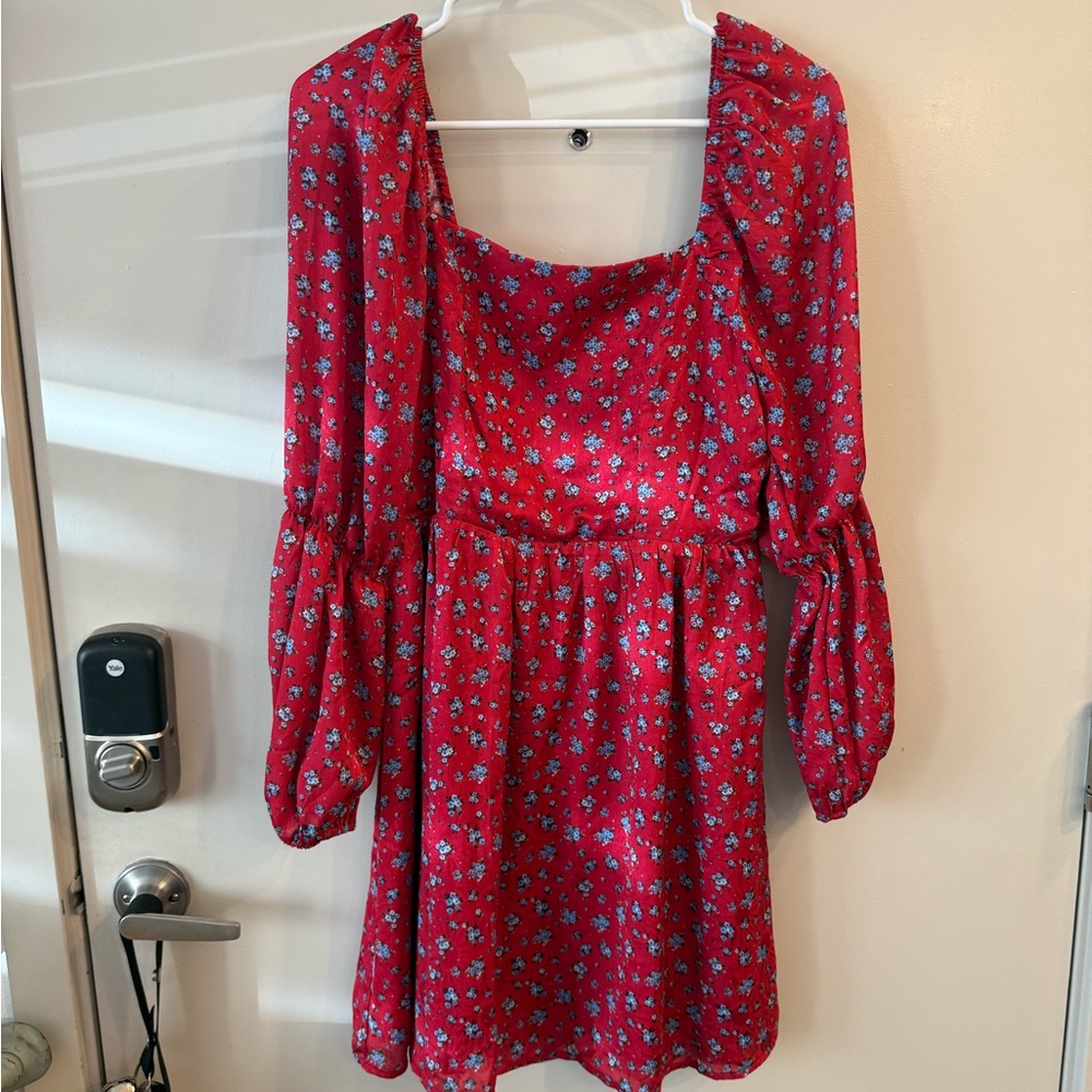 Floral Red Dress